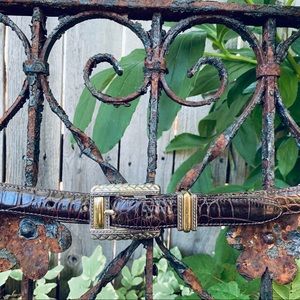 Brighton Womens Croc Gold & Silver Belt